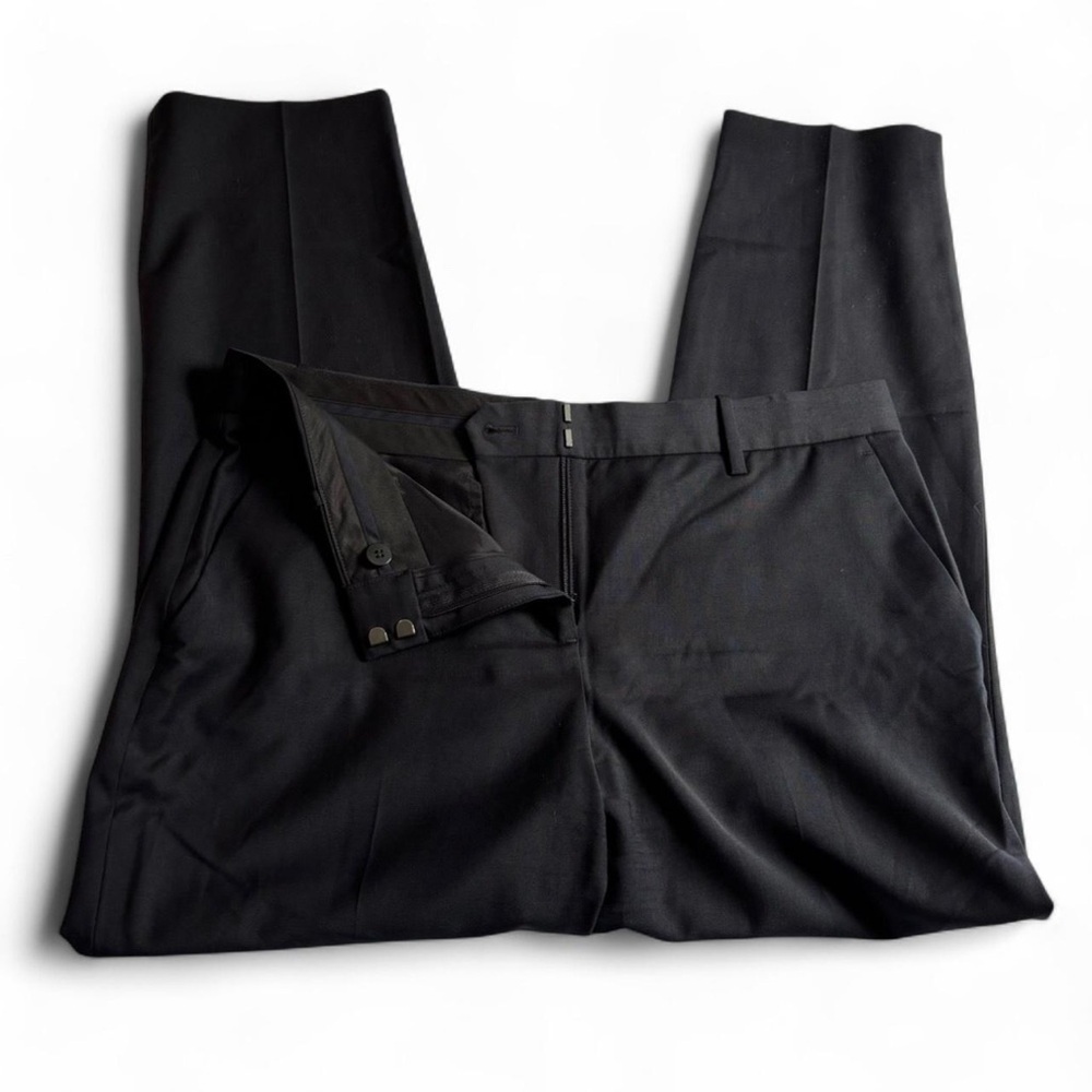 Theory Trecca 2 Black Dress Pants 10 Wool Blend Mid Rise Straight Leg Career - Picture 4 of 6